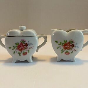 VINTAGE JAPAN MINITURE MOSS ROSE REPLACEMENT CREAMER/SUGAR BOWL
